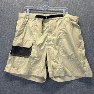 Orvis Mens XL Khaki Nylon Cargo Hiking Shorts Integrated Belt Mesh Pocket 5.5in